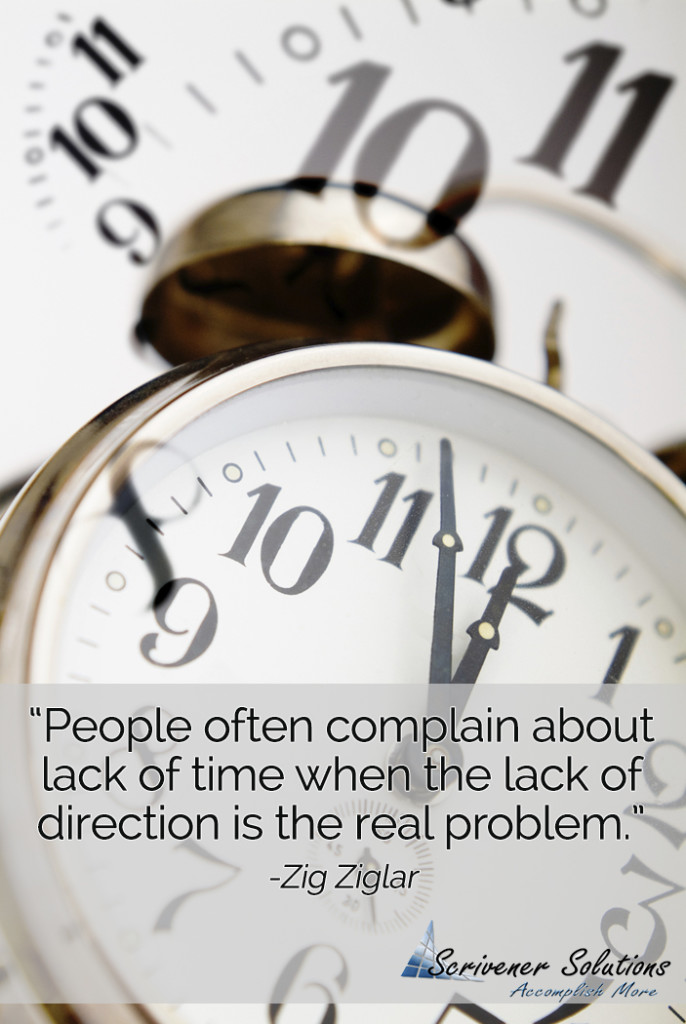 "People often complain about lack of time when the lack of direction is the real problem." --Zig Ziglar