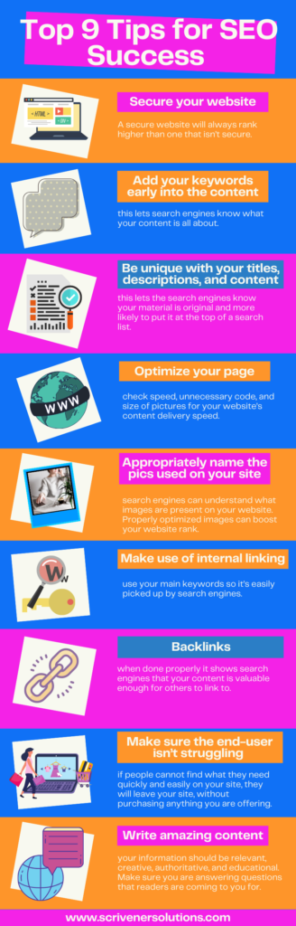 Top 9 Tips for SEO Success | Infographic